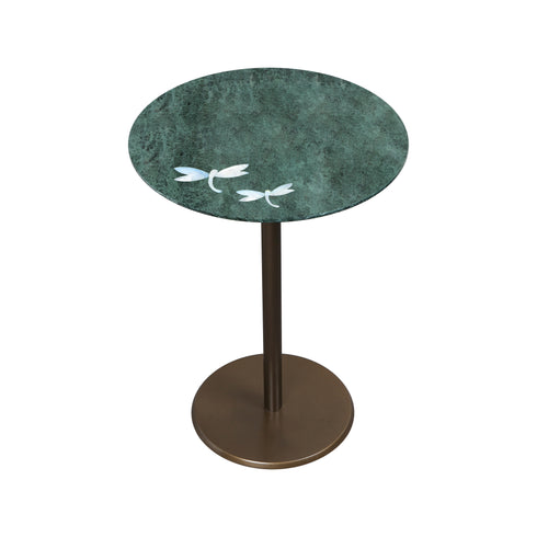 Green Marble and Abalone Shell Accent Table
